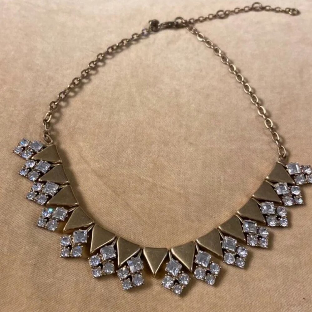 J. Crew Matte Gold Tone and Crystal Necklace